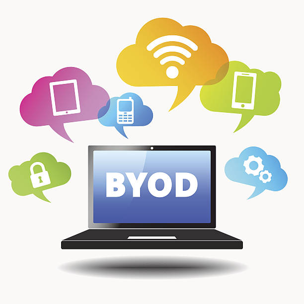 byod 웹 모바일 장치 컨셉입니다 - bring your own device stock illustrations