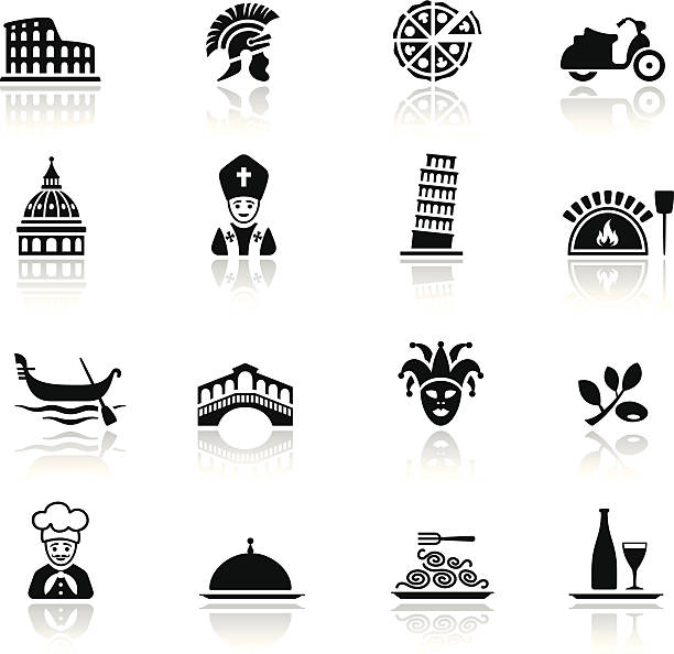 ilustrações, clipart, desenhos animados e ícones de cultura italiana conjunto de ícones - museum of arts and traditions