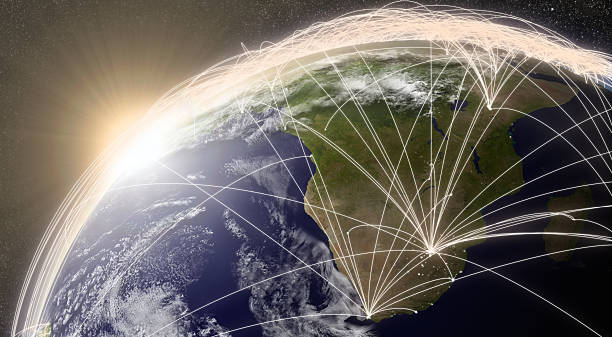 Network over South Africa stock photo