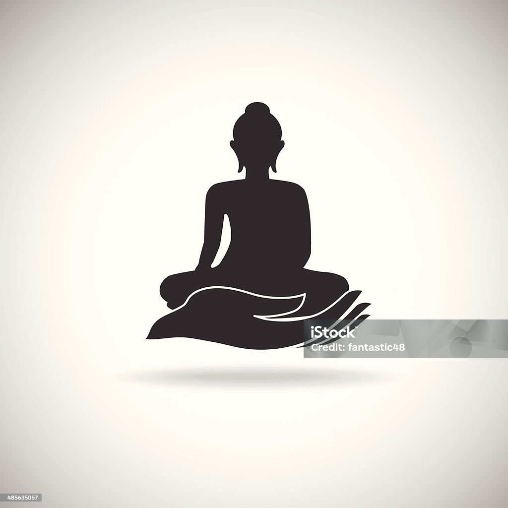 Будда на руку силуэт - Векторная графика Азиатская культура роялти-фри