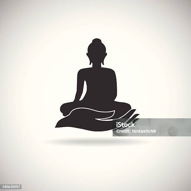 Будда На Руку Силуэт — стоковая векторная графика и другие изображения на тему Азиатская культура - Азиатская культура, Бог, Будда