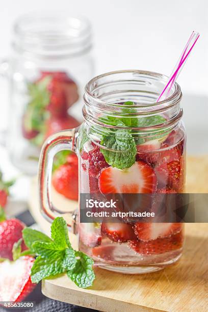 Strawberry Infused Water Stock Photo - Download Image Now - Infused Water, 2015, Backgrounds