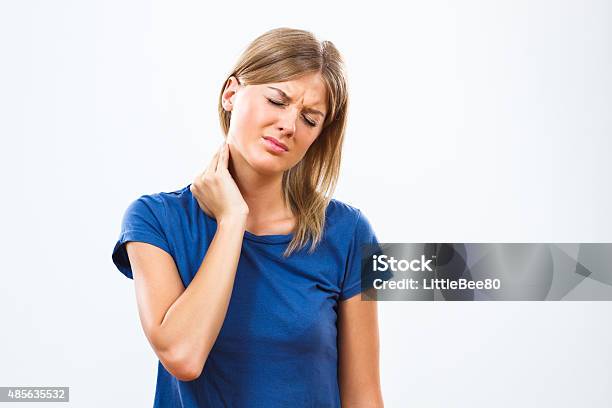 Neck Pain Stock Photo - Download Image Now - Neckache, One Woman Only, Women