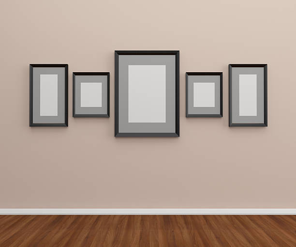 istock Group of photo frames on the wall. 485637922