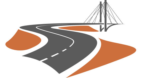 ilustrações de stock, clip art, desenhos animados e ícones de caminho para a ponte de tirantes - cable stayed bridge illustrations