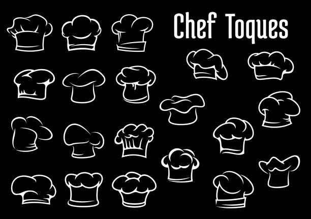 ilustraciones, imágenes clip art, dibujos animados e iconos de stock de chef y de cook sombreros, tapas o toques - chef italian culture isolated french culture