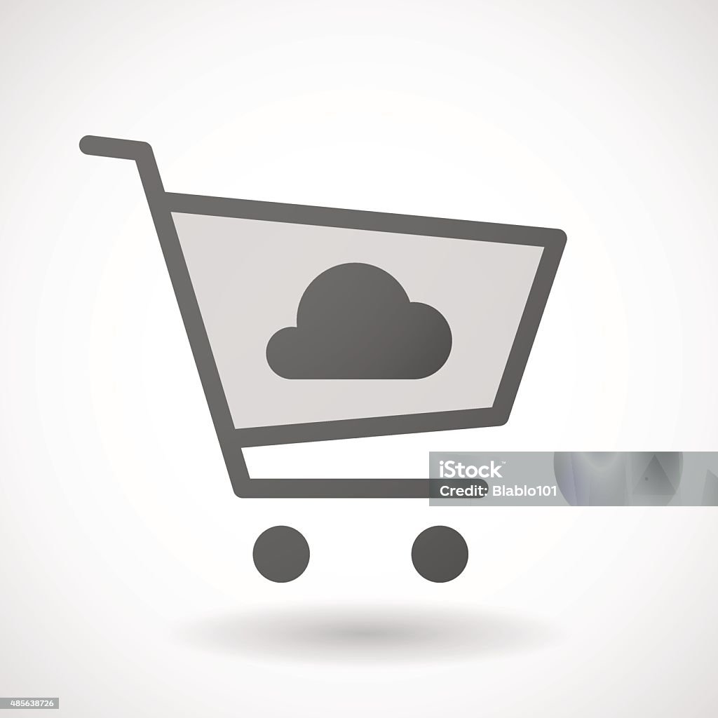 Shopping cart icon with a cloud Illustration of an isolated shopping cart icon with a cloud 2015 stock vector