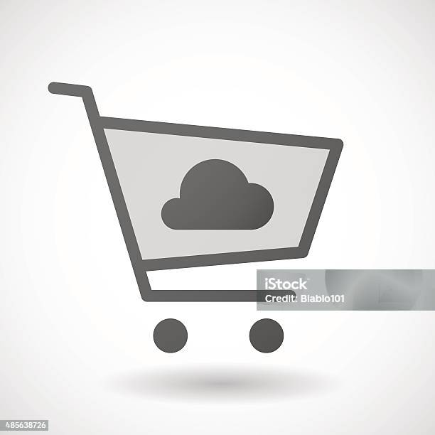 Shopping Cart Icon With A Cloud Stock Illustration - Download Image Now - 2015, Abstract, Basket