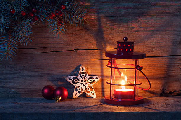 istock Christmas  decorations and  lantern in night 485643416