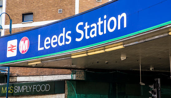 Leeds, Uk - July 23, 2015: Sign at the entrance to Leeds Train Station