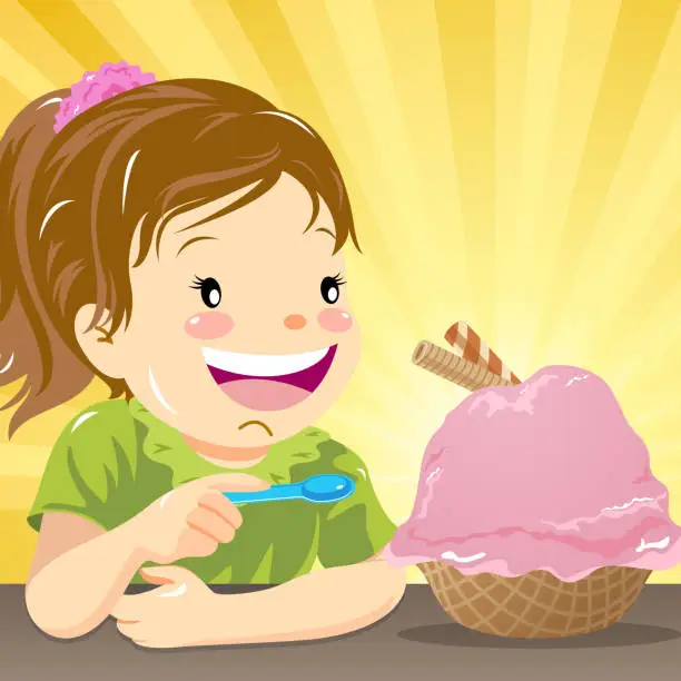 Vector illustration of Kids love ice-cream