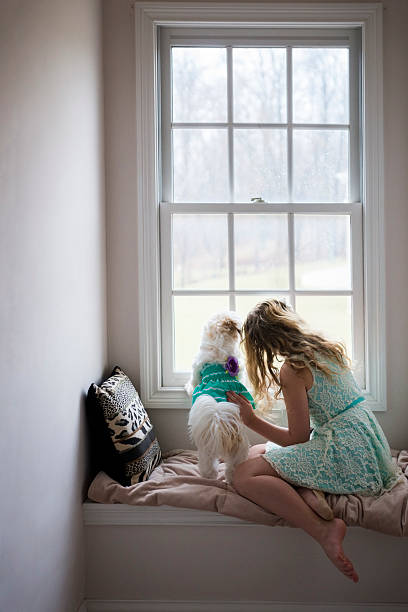 istock Girl and dog waiting for spring 485649947