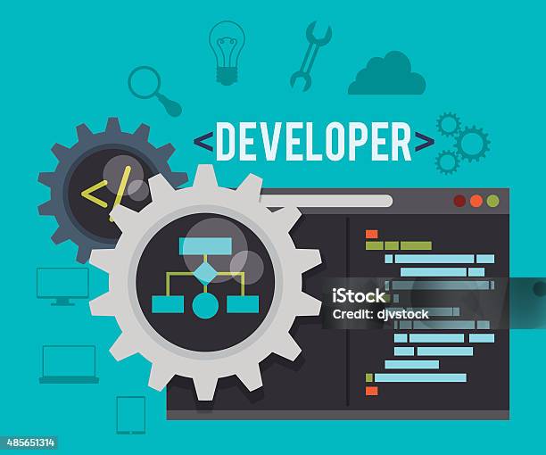 Web Developer Design Stock Illustration - Download Image Now - Coding, Computer Programmer, 2015