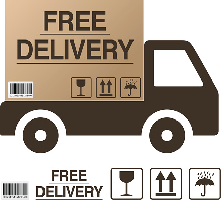 Free delivery. Cardboard box (EPS 10)
