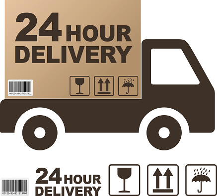 24 Hour delivery. Cardboard box (EPS 10)