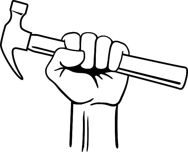 Vector illustration of Fist with Hammer