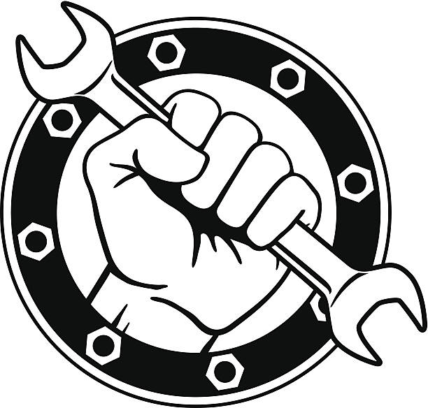 Fist with Wrench http://www.zmina.com/Hand Signs.jpg hand wrench stock illustrations