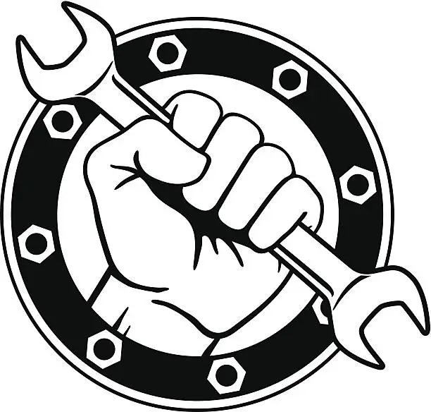 Vector illustration of Fist with Wrench