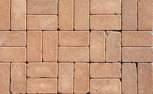 Cozy Ceramic Clinker Pavers for Patio. Floor pavers in a path, detail of a pavement to walk. Textured background.