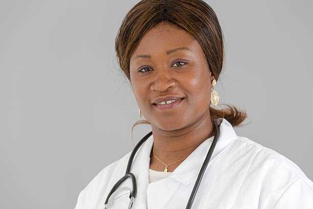 istock Black female doctor. Portrait 485653244