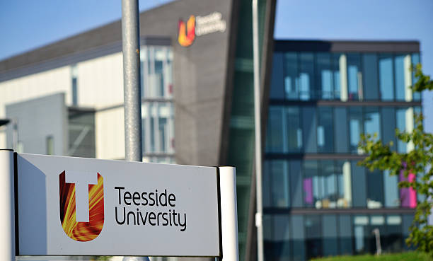 Teesside University, Darlington. Darlington, England - August 23, 2015: Teesside University sign and main building, in the Teesside University campus in Darlington. The image was taken on a sunny morning. teesside northeast england stock pictures, royalty-free photos & images