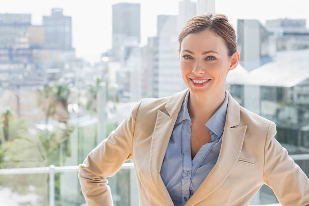 istock Happy businesswoman looking at camera 485657975