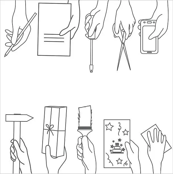 Vector illustration of Vector Set with hands