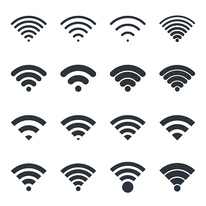 Black wireless icons vector set