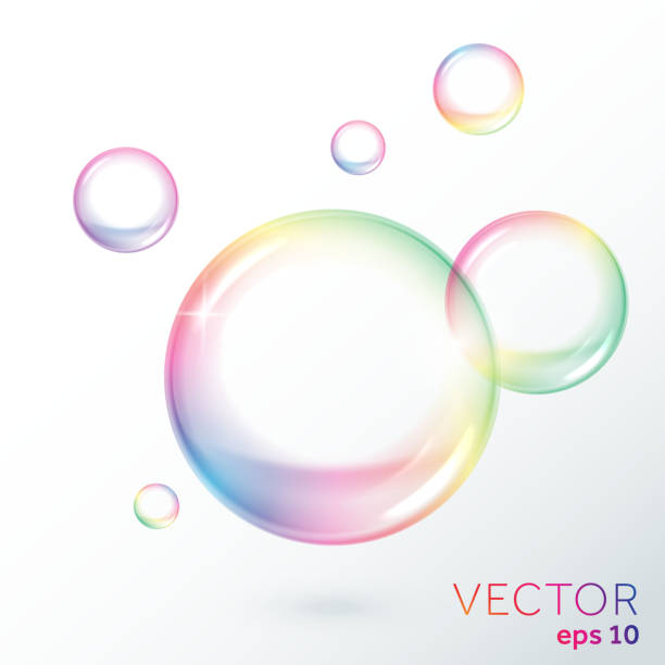 rainbow transparenten vektor-soap bubbles - seifenblasenring stock-grafiken, -clipart, -cartoons und -symbole