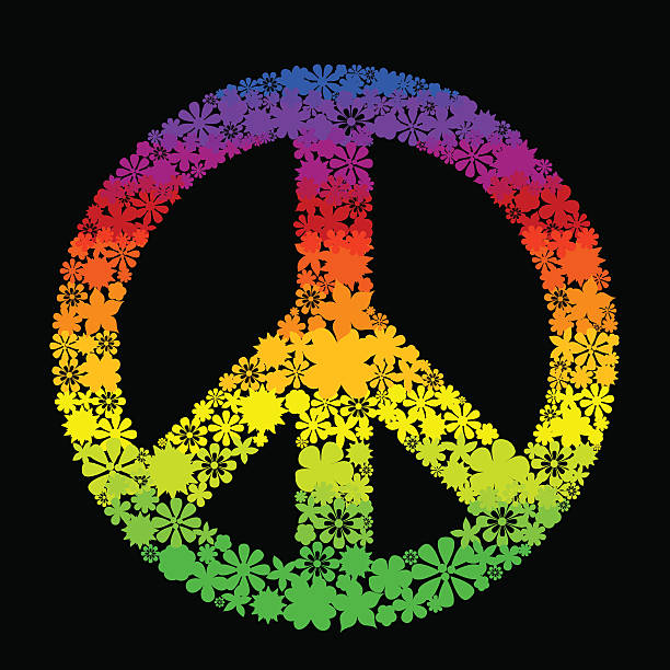 peace symbol vector peace symbol made from flowers free school borders clip art stock illustrations
