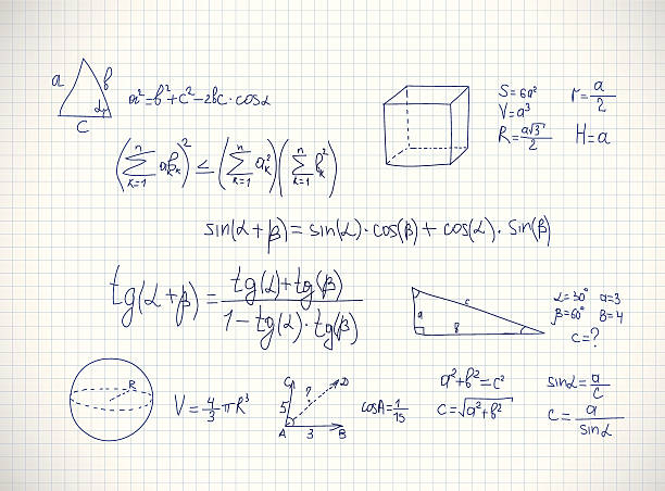 hand schreiben mathematikstunde formel. vektor - - hausaufgabe stock-grafiken, -clipart, -cartoons und -symbole