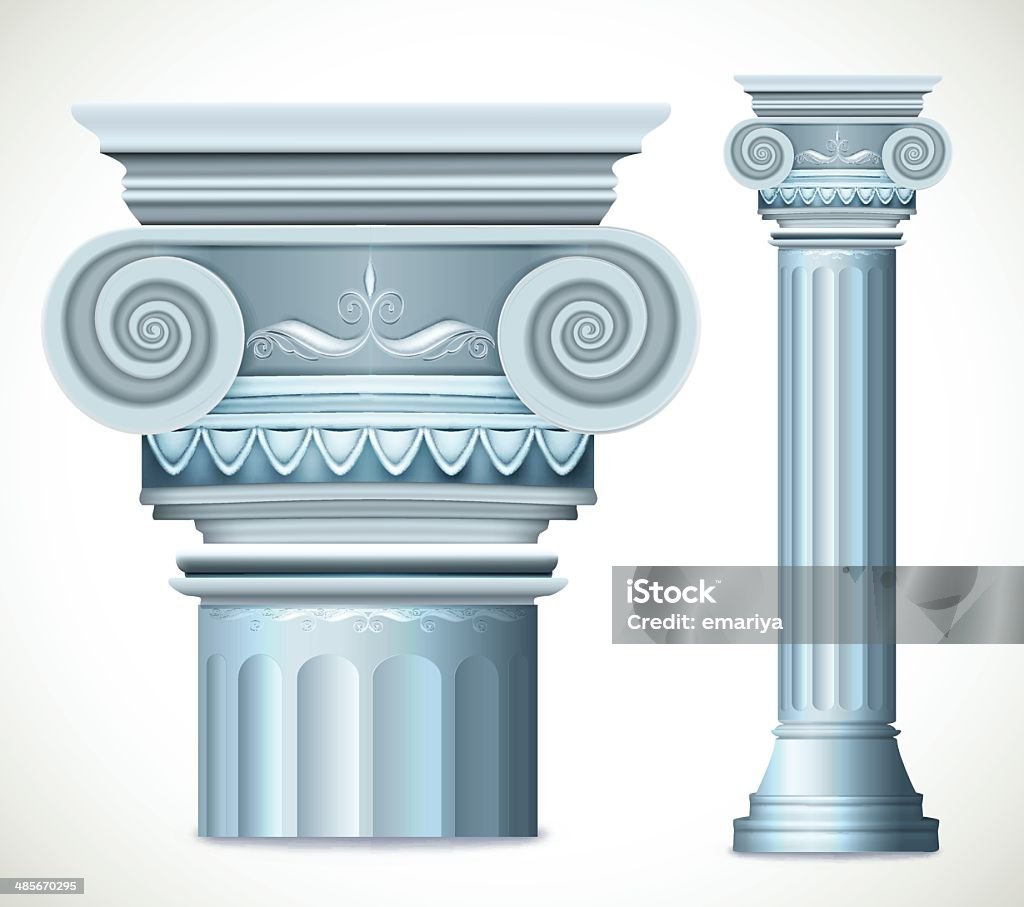 Azul Grecia columna.  Vector - arte vectorial de Antigüedades libre de derechos