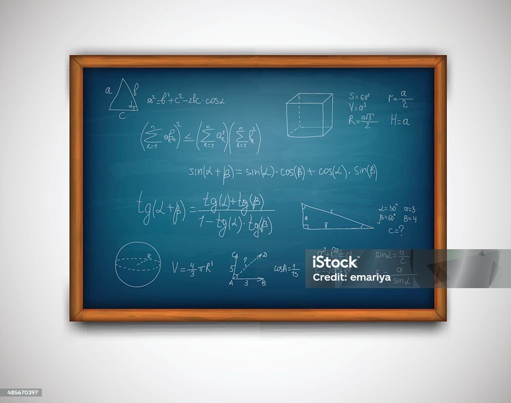 Blue Math Equations School Blue Board With Formulas Vector Stock Illustration - Download ...