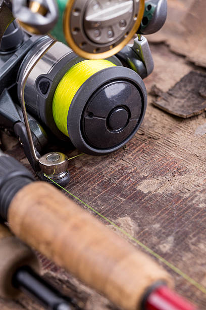 istock fishing rod and reel with line 485671052