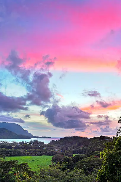 Hanalei Valley, including the pacific ocean and bali hai in the background, Kauai, Hawaii