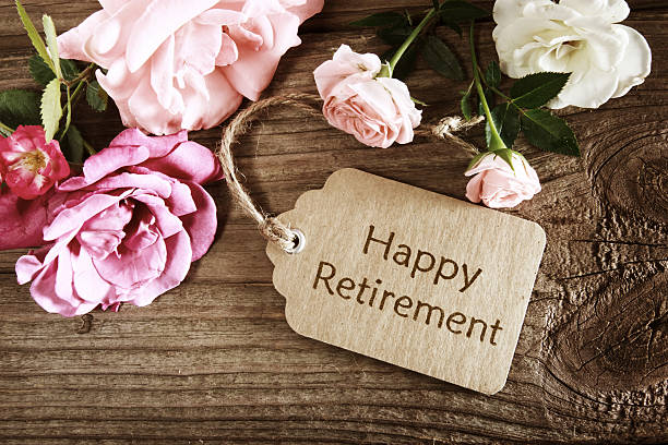 istock Happy retirement card with roses 485671209