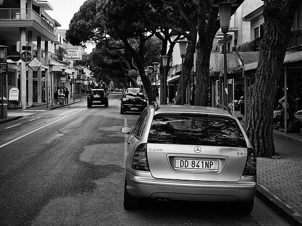Jesolo, Italy - April 13, 2014: Mercedes Benz Car parket in a street of the city. Photo taken in a public area