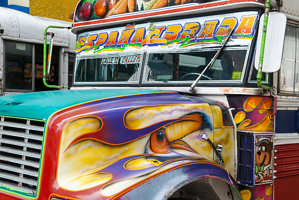 Panama City, Panama - December 27, 2008: A colorful city bus in Panama City, Panama. This kind of bus is known as a diablo dojo.
