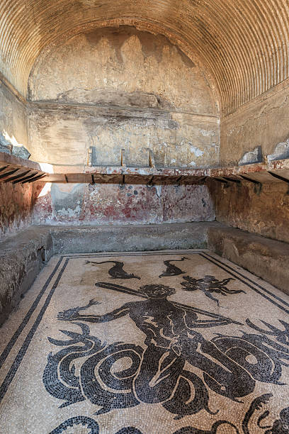 Roman baths at the ancient city of Herculaneum, Italy stock photo