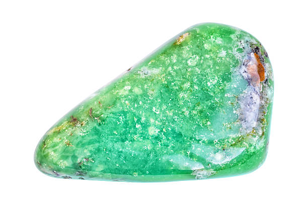 istock Polished green nephrite gemstone isolated on white 485672474