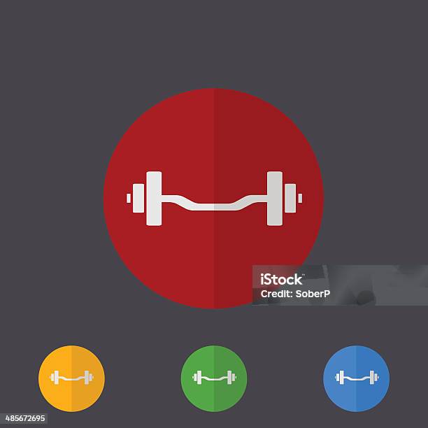 Vector Modern Circle Icons Set On Gray Stock Illustration - Download Image Now - Anaerobic Exercise, Barbell, Bicep