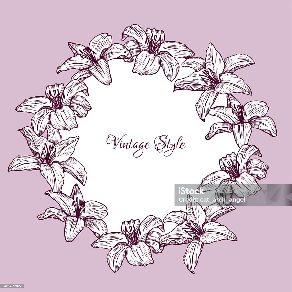 Marco flores vintage con lilies - arte vectorial de Amor - Sentimiento libre de derechos