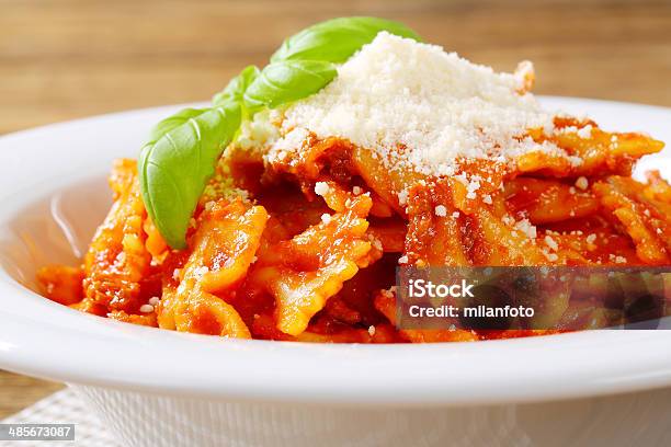 Tomato Farfalle Stock Photo - Download Image Now - Basil, Boiled, Bolognese Sauce