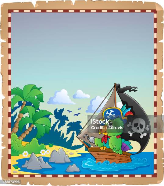 Ilustración de Pirate Tema Pergamino 2 y más Vectores Libres de Derechos de Agua - Agua, Ala de animal, Animal