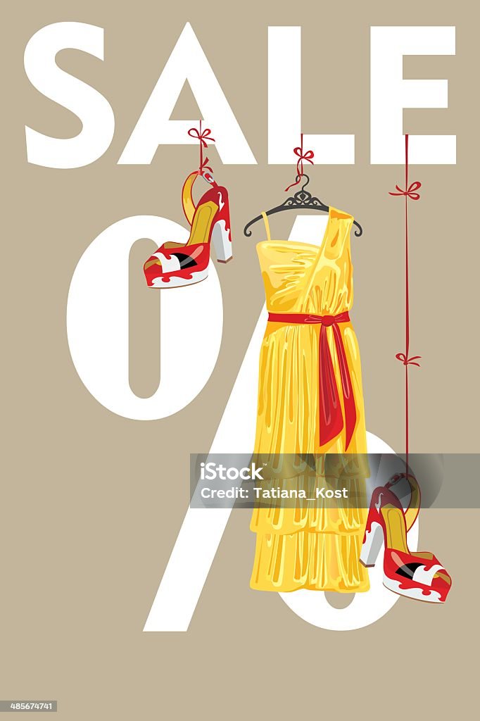 Vestido de diseño venta template.Yellow heeled y el calzado - arte vectorial de A la moda libre de derechos