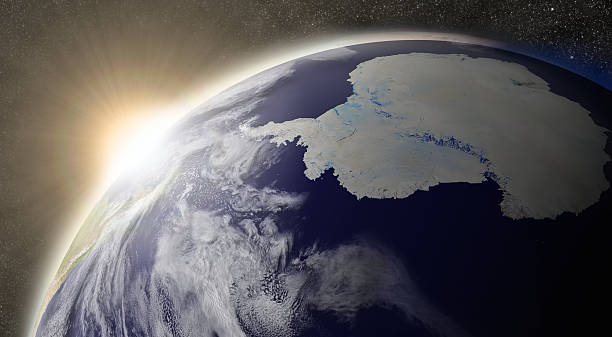 Sun over Antarctica stock photo