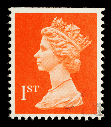 Exeter, United Kingdom - February 14, 2010: An English Used First Class Postage Stamp showing Portrait of Queen Elizabeth 2nd, printed and issued in 1998