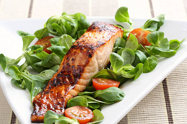 istock Grilled salmon with a honey glaze 485677071