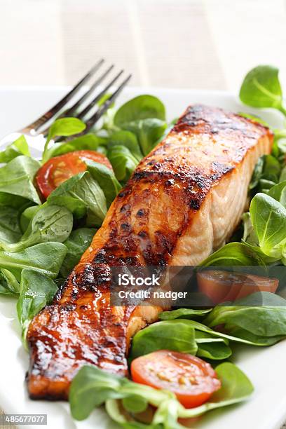 Grilled Salmon With A Honey Glaze Stock Photo - Download Image Now - Glazed Food, Salmon - Seafood, Cooked