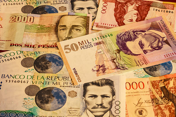 Colombia Money - paper currency fills the screen stock photo